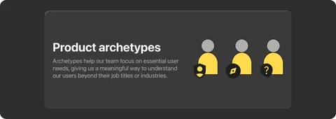 The product archetypes illustration cards introduced to the organisation